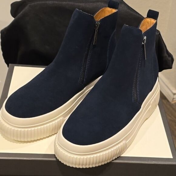 J/Slides Wyona WP Waterproof Wedge Sneaker- Navy Suede - Picture 10 of 12